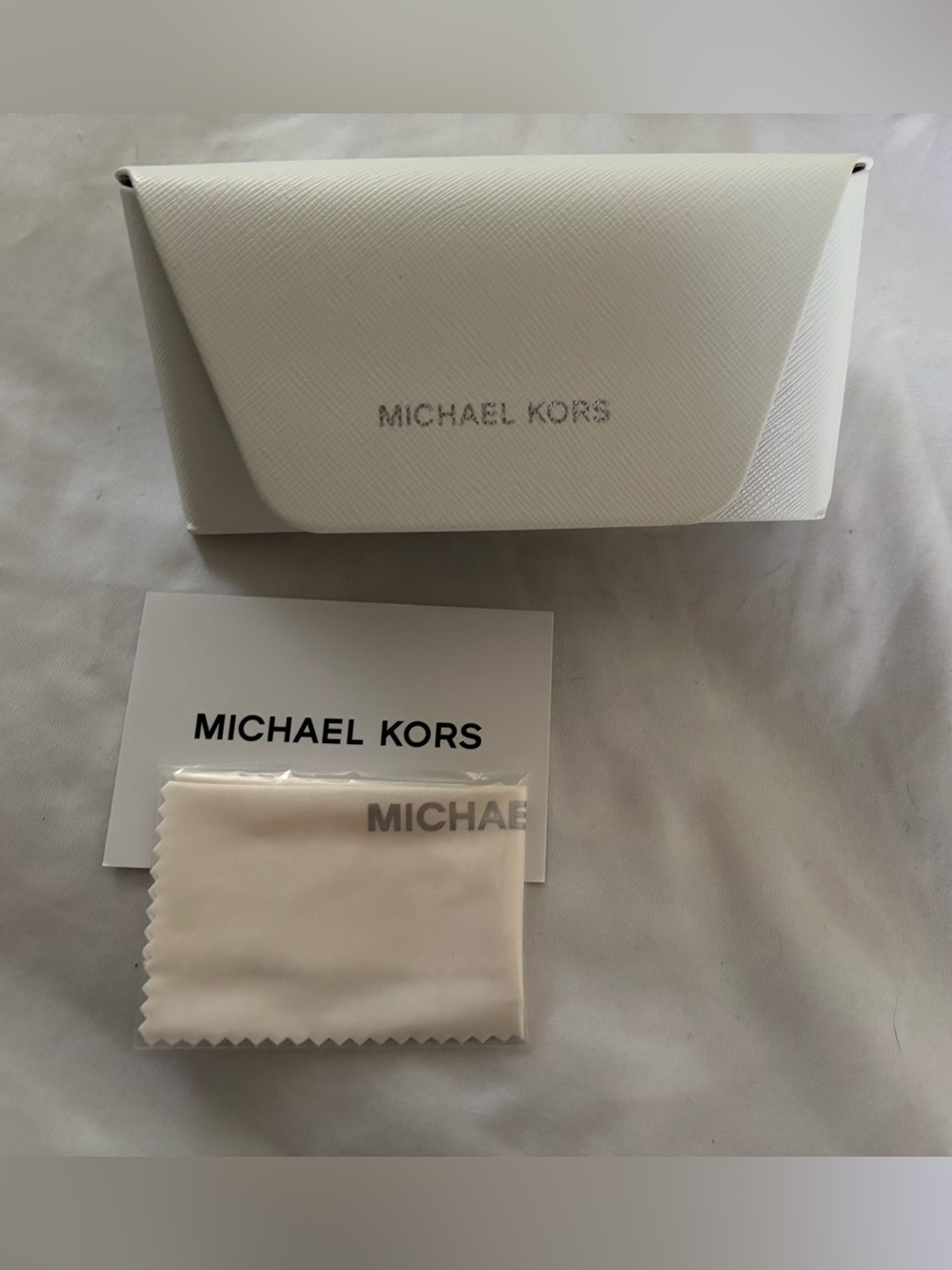 Michael Kors White Folding Eyewear Case with Cleaning Cloth